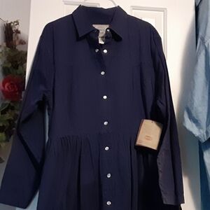 NWT Vintage Gitano, large, shirt dress with pearlized snaps, 2 blemishes on back